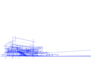 Architectural drawing vector 3d illustration