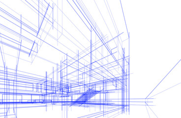 Architectural drawing vector 3d illustration