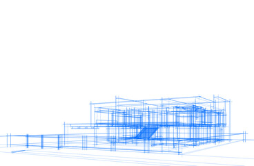 Architectural drawing vector 3d illustration