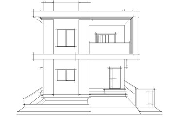Architectural drawing vector 3d illustration