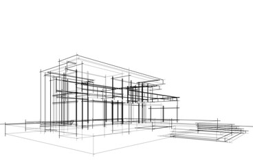 Architectural drawing vector 3d illustration