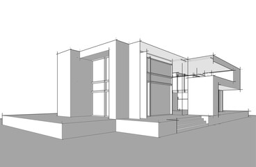 Architectural drawing vector 3d illustration