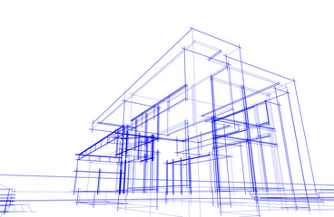 Architectural drawing vector 3d illustration