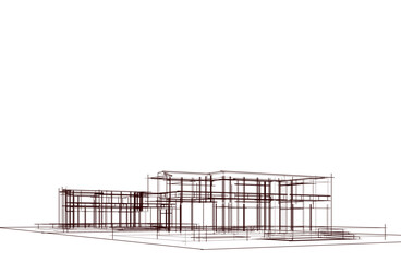 Architectural drawing vector 3d illustration