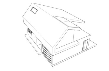 Architectural drawing vector 3d illustration
