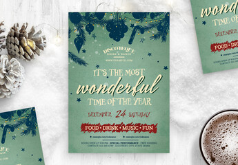 Christmas Flyer with Whimsical Style - obrazy, fototapety, plakaty