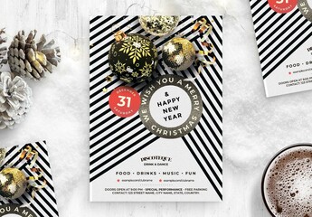 Festive Christmas Flyer with Line Pattern