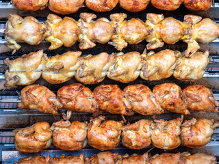 Really crispy chicken at the Oktoberfest 2022 rotary grill in Munich