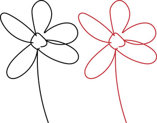 Flower with petals. Line drawing. Coloring. Tattoo. Vector illustration.