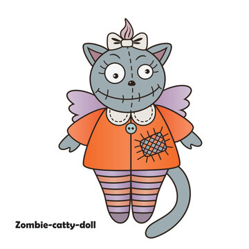 vector graphic illustration zombie catty doll character