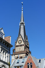 Fototapeta na wymiar the steeple of the christus church in the belgian quarter of cologne