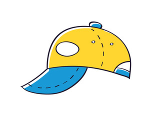 Yellow blue baseball cap isolated vector illustration