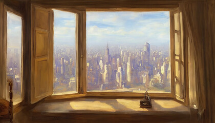 Fototapeta premium City through a window