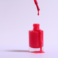 Pink nail polish, smear enamel