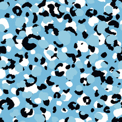 Abstract modern leopard seamless pattern. Animals trendy background. Blue and black decorative vector stock illustration for print, card, postcard, fabric, textile. Modern ornament of stylized skin