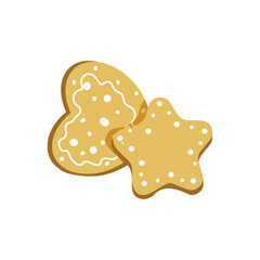 Vector illustration of cookies in flat style. Merry Christmas. The sweets isolated on white background.