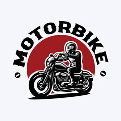 Motorcycle and Biker Silhouette Logo Vector Stock Illustration. Best for Automotive Related Logo Design