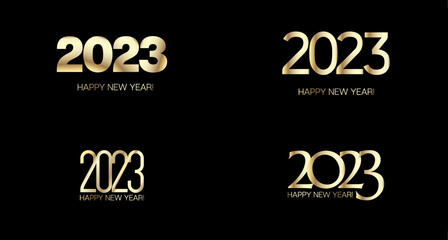 2023 Happy New Year Card Design. Winter Holiday Celebration Poster.