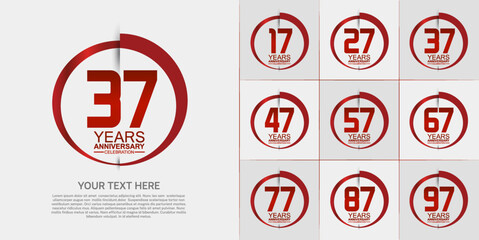 set of anniversary with red color can be use for celebration moment