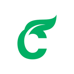 C Initial letter with green leaf logo
