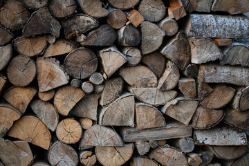 Cutted wood ready for fire close up background modern high quality print