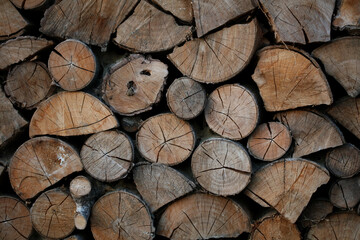 Cutted wood ready for fire close up background modern high quality print