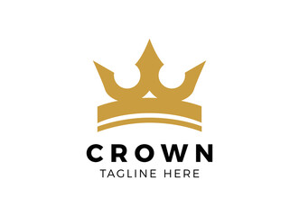 Minimalist gold crown logo design template. 