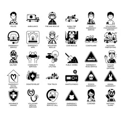 Set of Emergency service thin line icons for any web and app project. - obrazy, fototapety, plakaty