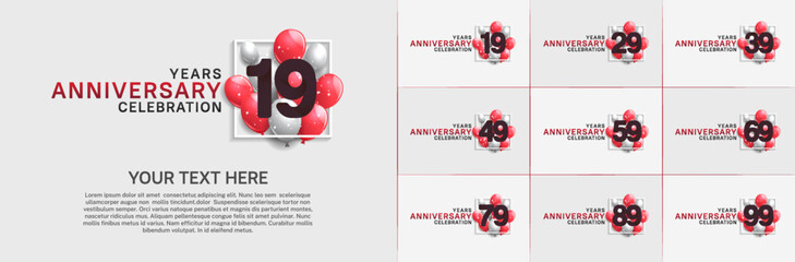 set of anniversary with colorful balloons can be use for celebration moment