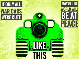 Cartoon car war cute with text
