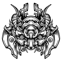 Japanese mask tattoo vector illustration