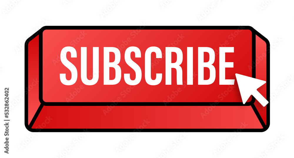 Poster subscribe with cursor button. internet icon. pointer click icon. stock illustration.