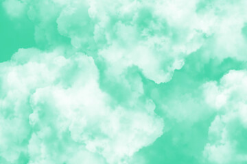 Fototapeta na wymiar White Cloud on Green Background 