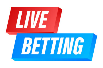 Live betting. Flat web banner with red bet now on white background for mobile app design.  stock illustration.