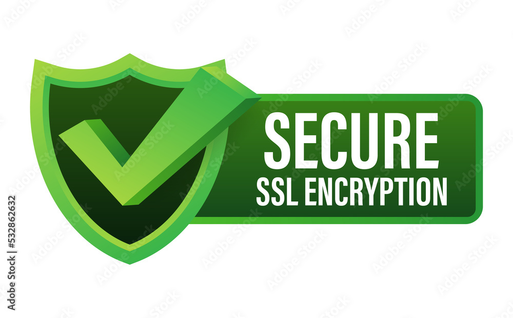 Wall mural Secure connection icon  illustration isolated on white background, flat style secured ssl shield symbols.