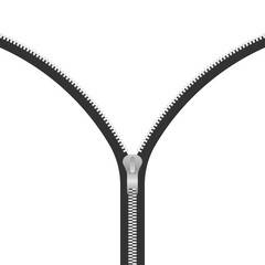 Sewing accessory zipper. Metallic open zippers and pullers. Stock  illustration. © DG-Studio