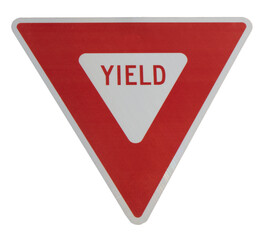 Yield sign isolated on transparent background