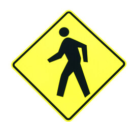 pedestrian crossing sign isolated on transparent background