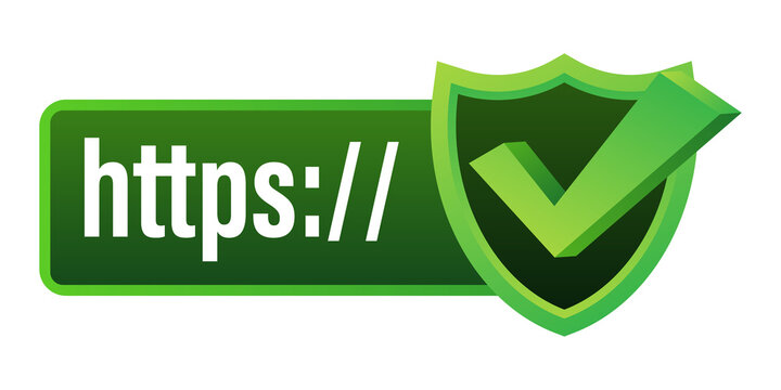 http and https protocols on shield, on white background.  stock illustration.