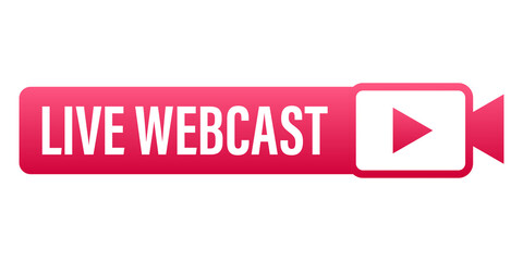 Live Webcast Button, icon, emblem, label.  stock illustration.