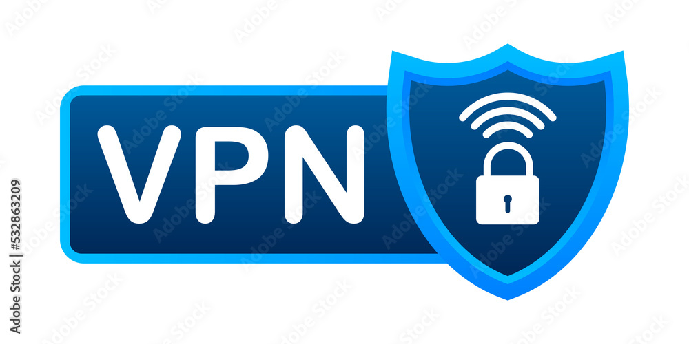 Aufkleber secure vpn connection concept. virtual private network connectivity overview. stock illustration.