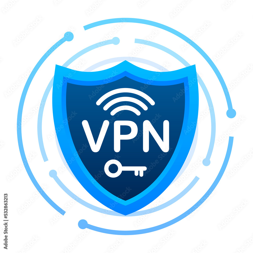 Aufkleber secure vpn connection concept. virtual private network connectivity overview. stock illustration.