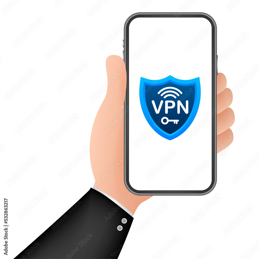 Poster secure vpn connection concept. virtual private network connectivity overview. stock illustration.