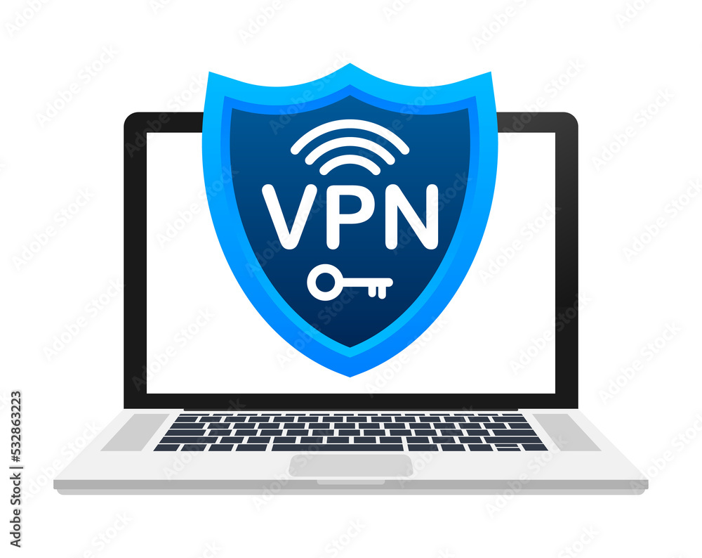 Aufkleber secure vpn connection concept. virtual private network connectivity overview. stock illustration.