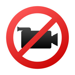 no record. Photo camera  icon. Picture on white backdrop. Stop sign. Web icon. Symbol, sign.  stock illustration.