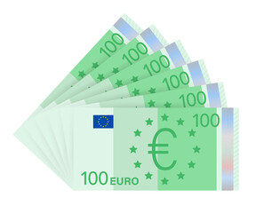 Euro money banknotes. Flat euro for paper money. Business concept.  stock illustration.