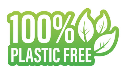 Plastic free green icon badge. Bpa plastic free chemical mark.  illustration.