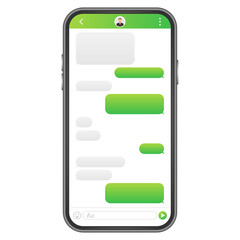 Chat Interface Application with Dialogue window. Clean Mobile UI Design Concept. Sms Messenger.  stock illustration.