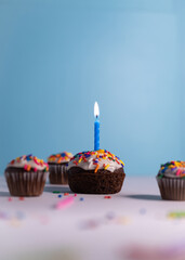birthday cupcake with candles