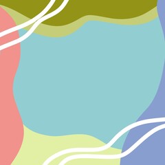 simple soft wavy backgrounds and textures with colorful abstract art creations, minimalist square frame design with aesthetic organic shapes. retro psychedelic style and Groovy hippie 70s background